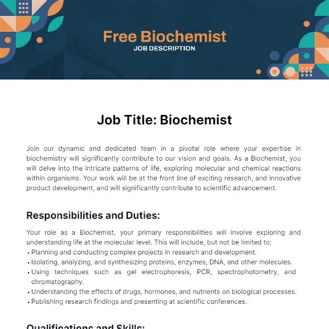 Biochemistry Job Description