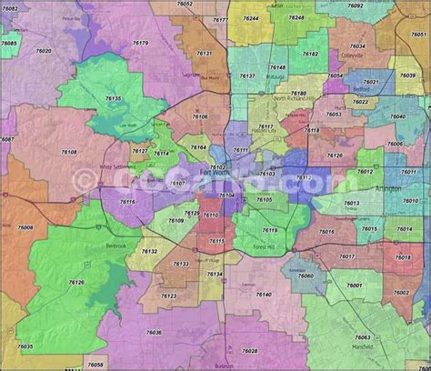 Fort Worth Tx Zip Code Map Of All Zipcodes In Tarrant County Texas