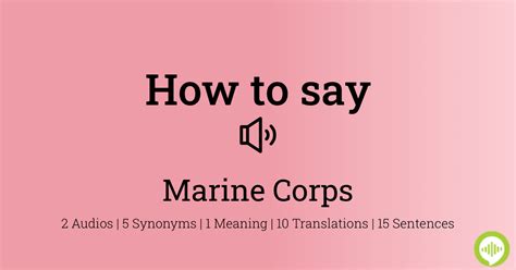 Pronunciation Of Marine Corps