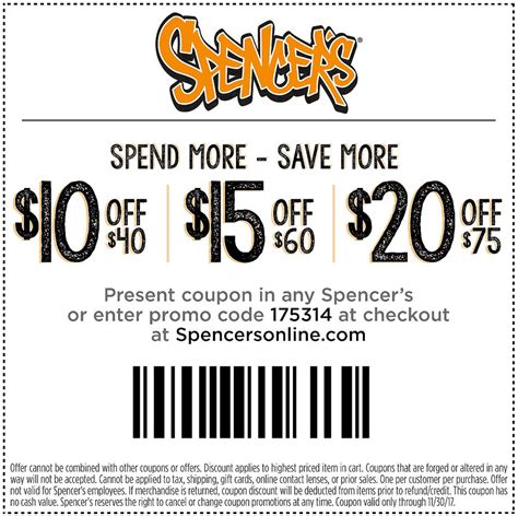 Spencers Coupons 10 Off 40 Today At Spencers Or Online Via Promo